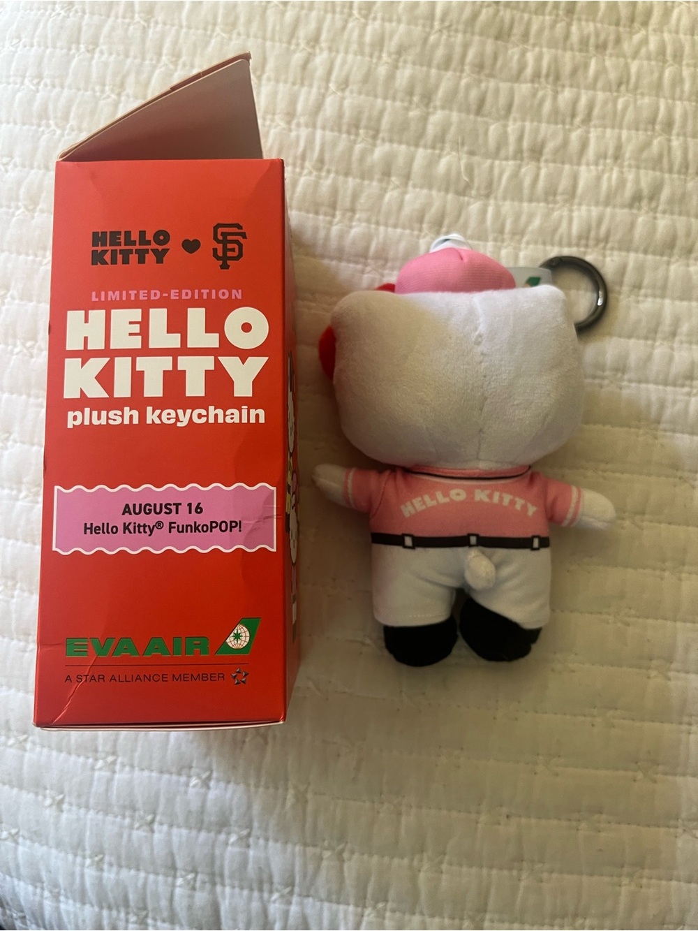 Hello Kitty RARE Pink & White Limited-Edition Plush Keychain with Red Bow - Picture 3 of 10